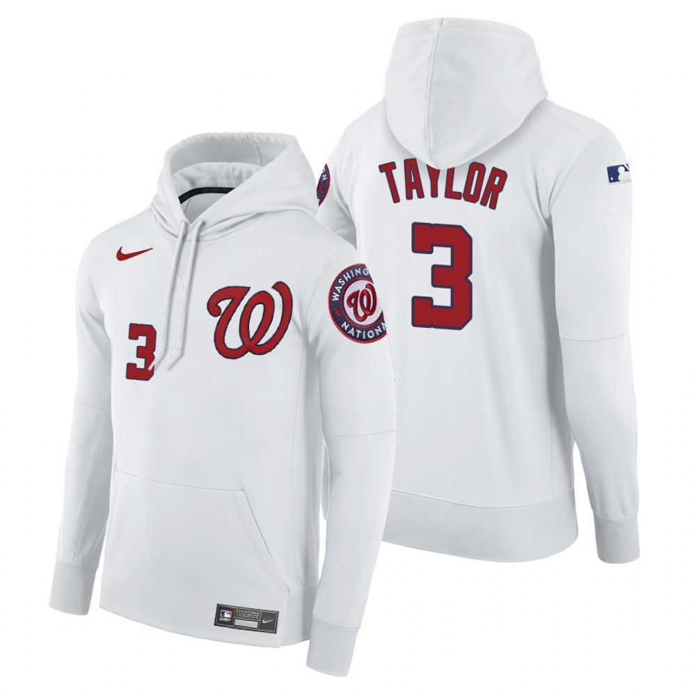 Men Washington Nationals 3 Taylor white home hoodie 2021 MLB Nike Jerseys